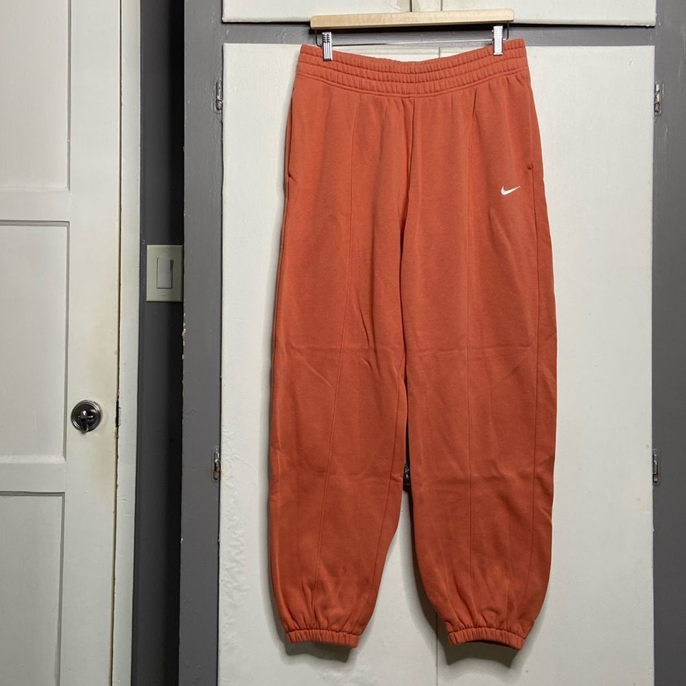 Nike Sweat Pants Mens Sz M Orange Cotton Blend Stretch Loose Tapered Fit jogger